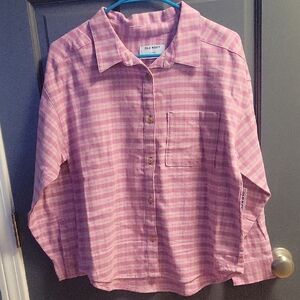 Brand New With Tags Old Navy Pink Checkered Shirt Girls Size XL